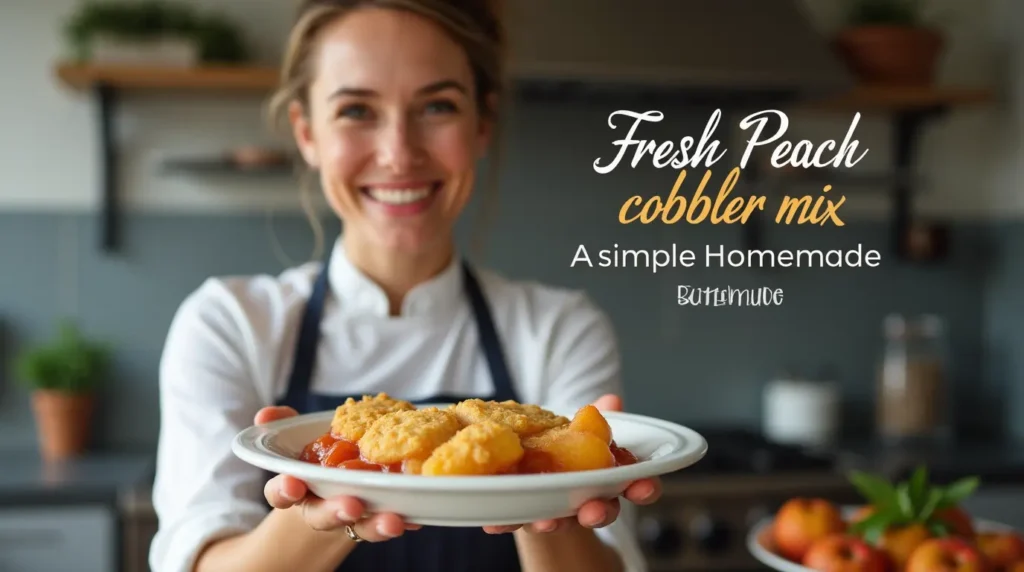 fresh peach cobbler with cake mix
