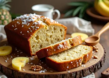 banana nut bread with pineapple and coconut